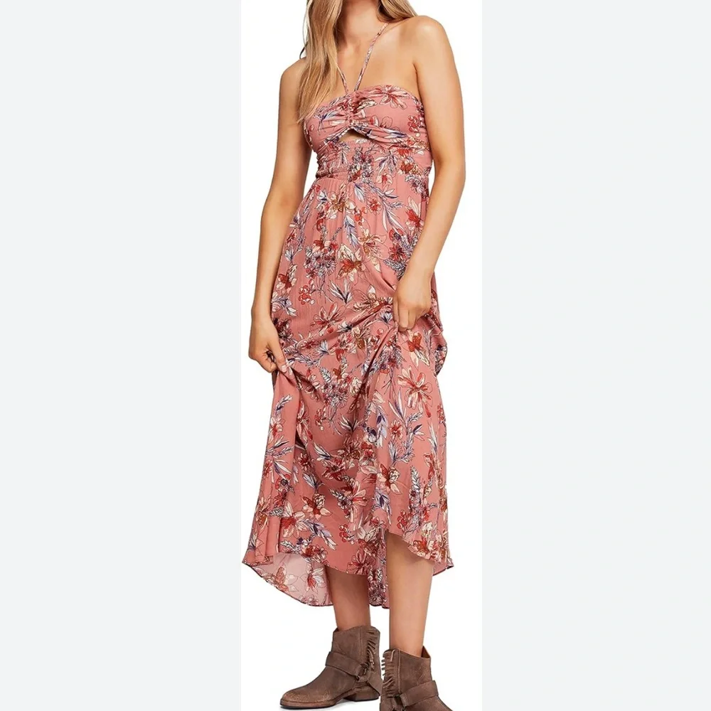 Free People One Step Ahead Maxi Dress Size Women M Floral Smocked Viscose Boho
